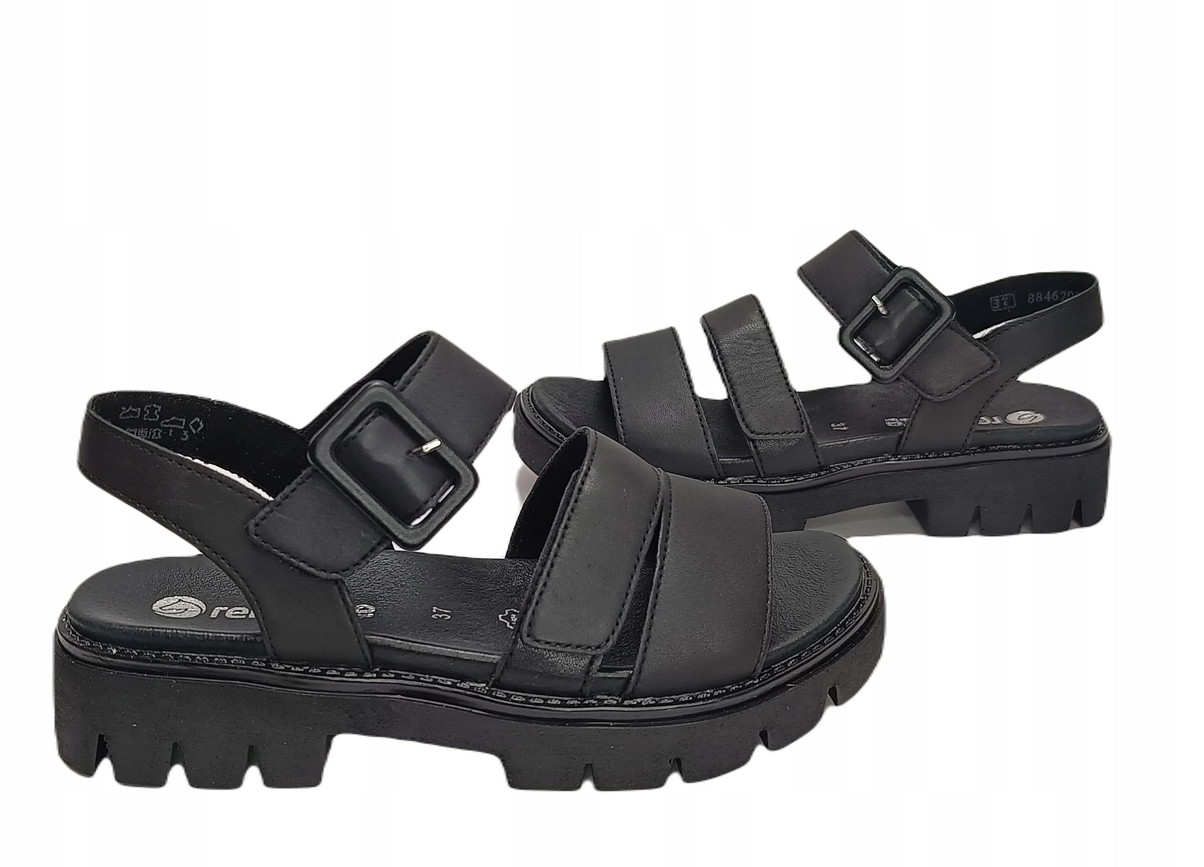 Pohodlné Sandály traper s tlustým spodkem Remonte D7957 Černé r39