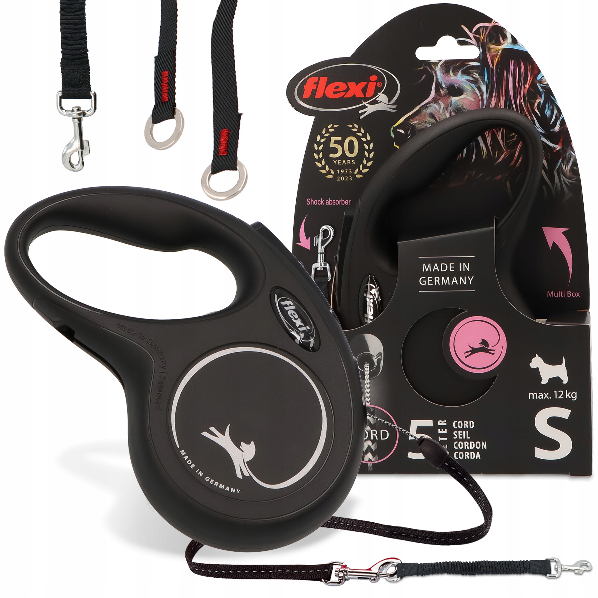 Levně Vodítko Psa Flexi Automatická 5 m Navíjecí lanko Tlumič Vodítko Trénink 3O