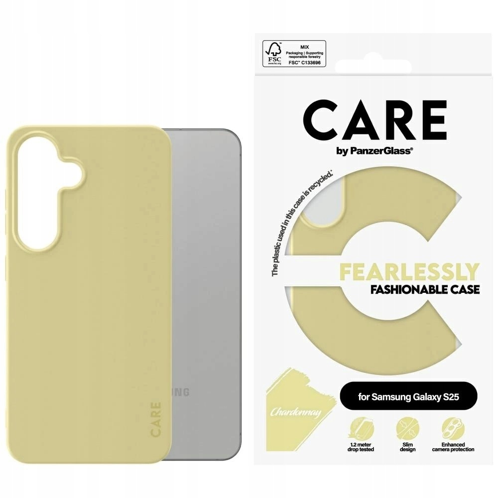Etui Care by PanzerGlass Fashion do Samsung Galaxy S25 żółty