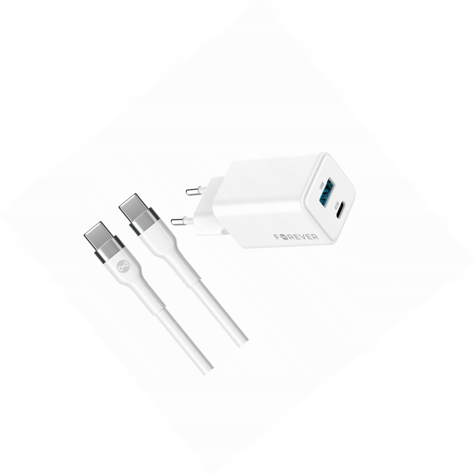 Szybka ładowarka GaN 45W 2 wejścia Usb i Usb-c z kablem do Huawei P30