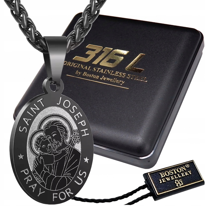 Černý Řetízek S Medailonkem Se Svatým Josefem, Prémiová Královská Vazba