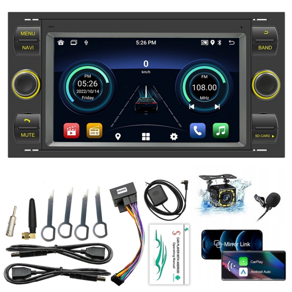 Rádio Android Gps WiFi Bt Ford Kuga S-Max C-Max Android 13 Carplay 2GB+32GB