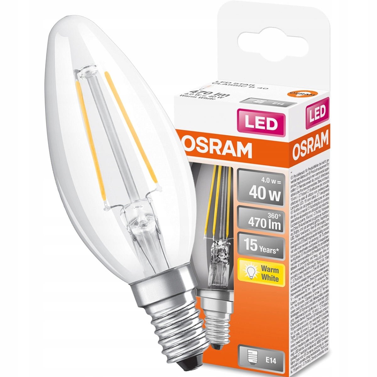 

Żarówka Led Świeczka E14 4W 2700K Filament Osram