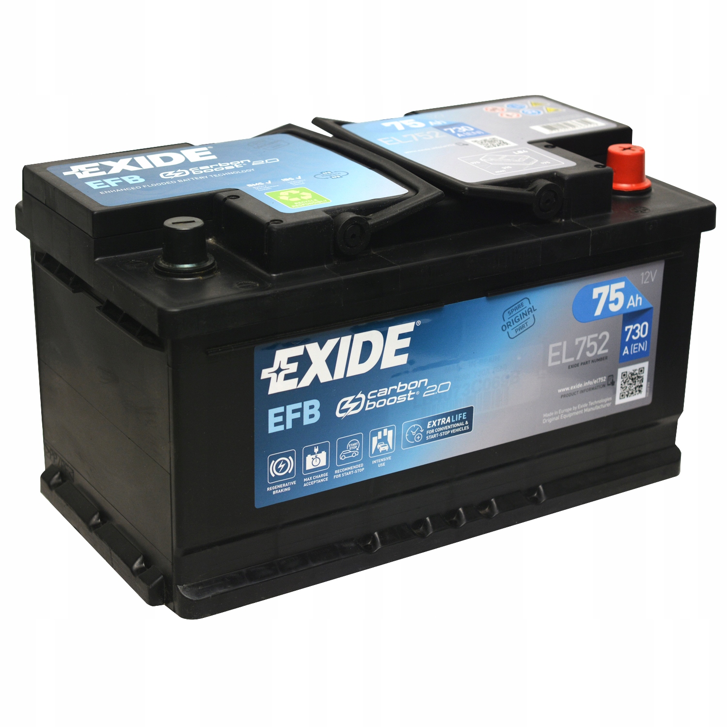 EXIDE EL752 75AH 730A EFB START-STOP Numer katalogowy części EL752