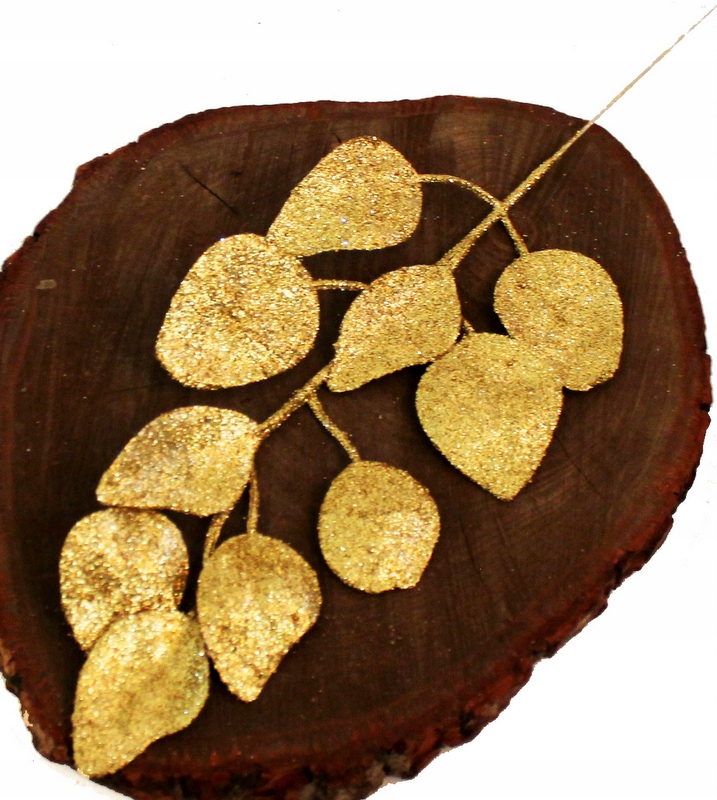 

Gałązka Dekoracyjna Ozdobna Z Brokatem Złota