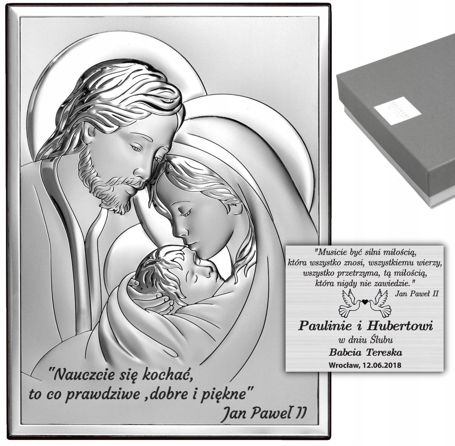 Obraz Stříbrná Rodina Svatá Svatba Křest Gravírování