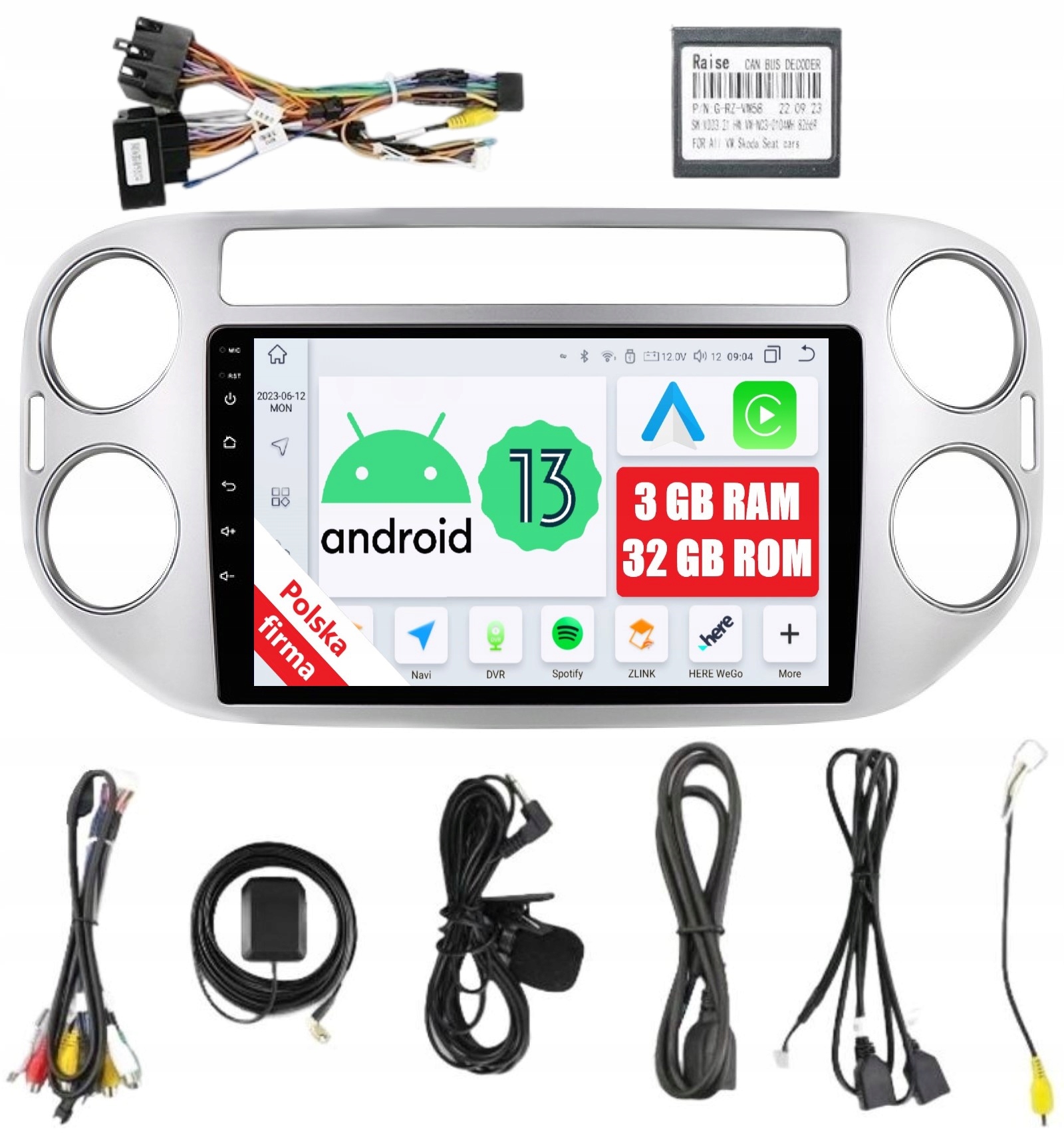 Nawigacja Radio 2DIN Android Volkswagen Tiguan I 1 3/32 Gb Dsp Lte Carplay