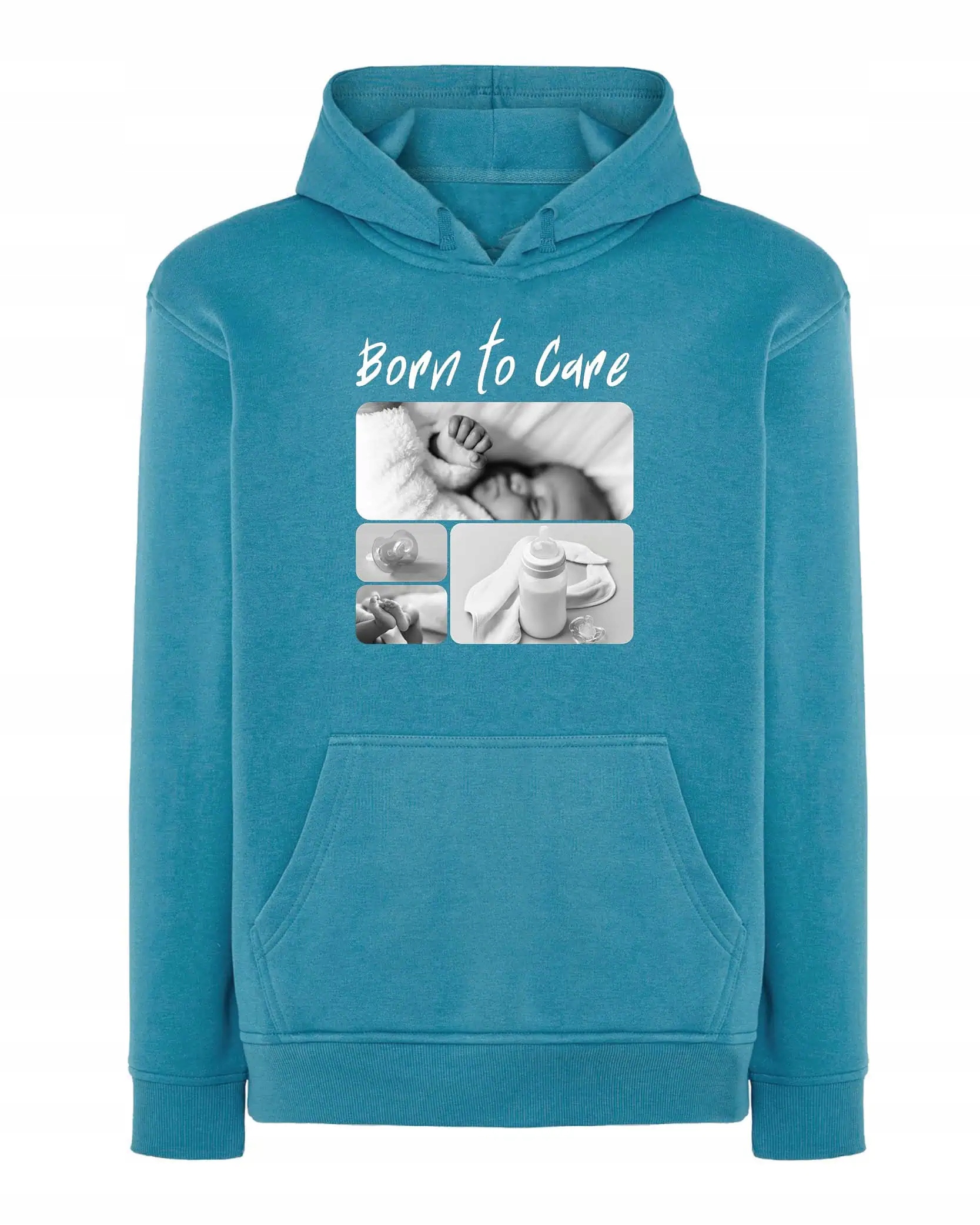 Mikina s kapucí Dárek pro porodní asistentku Umělecká koláž Modrá M