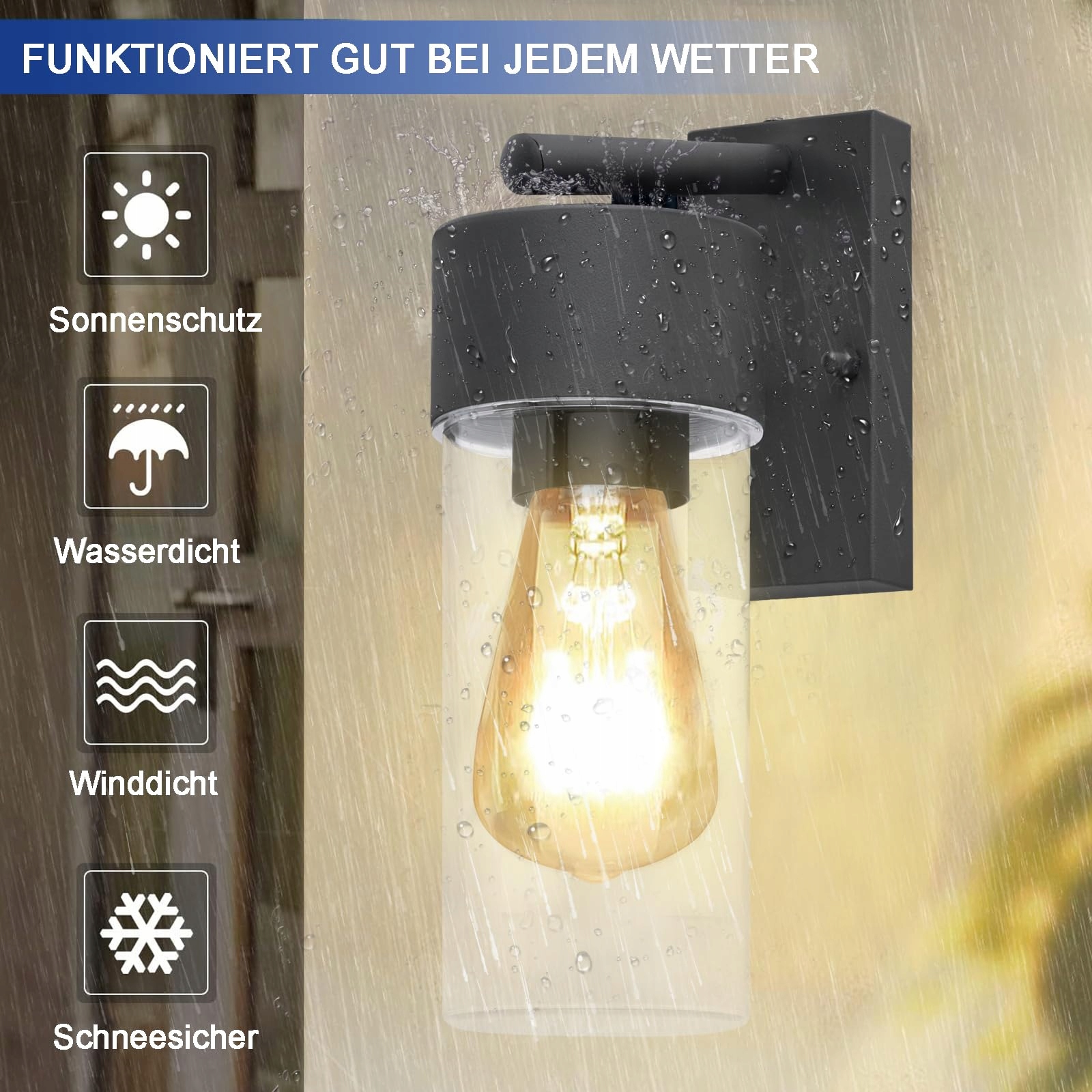 QFZWJ Nowoczesna Lampa Ścienna Zewnętrzna Stal Nierdzewna IP44 E27 60W — miniatura 3