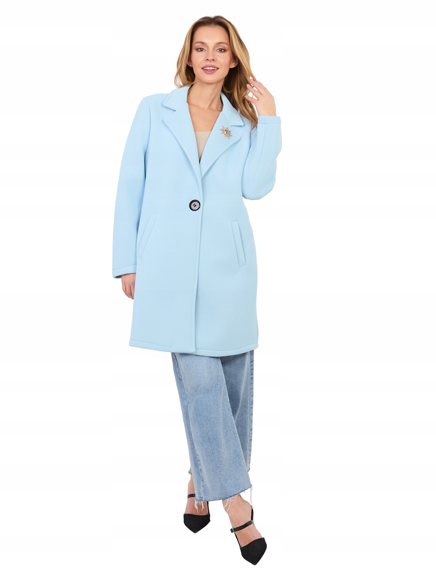 Płaszcz Damski Piankowy z broszką