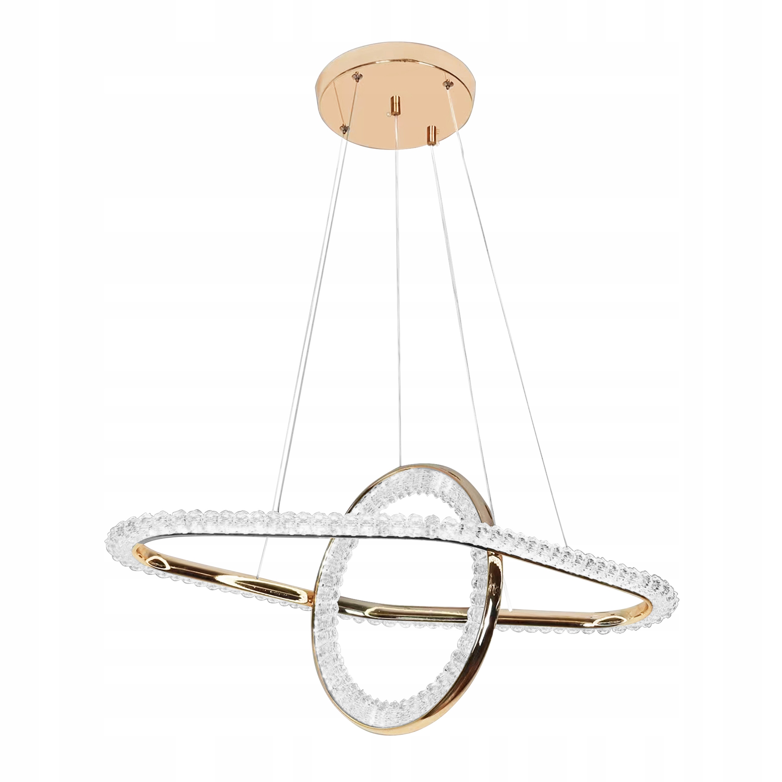 Závesná lampa glamour krištáľová zlatá Led elipsa krúžky elegantná