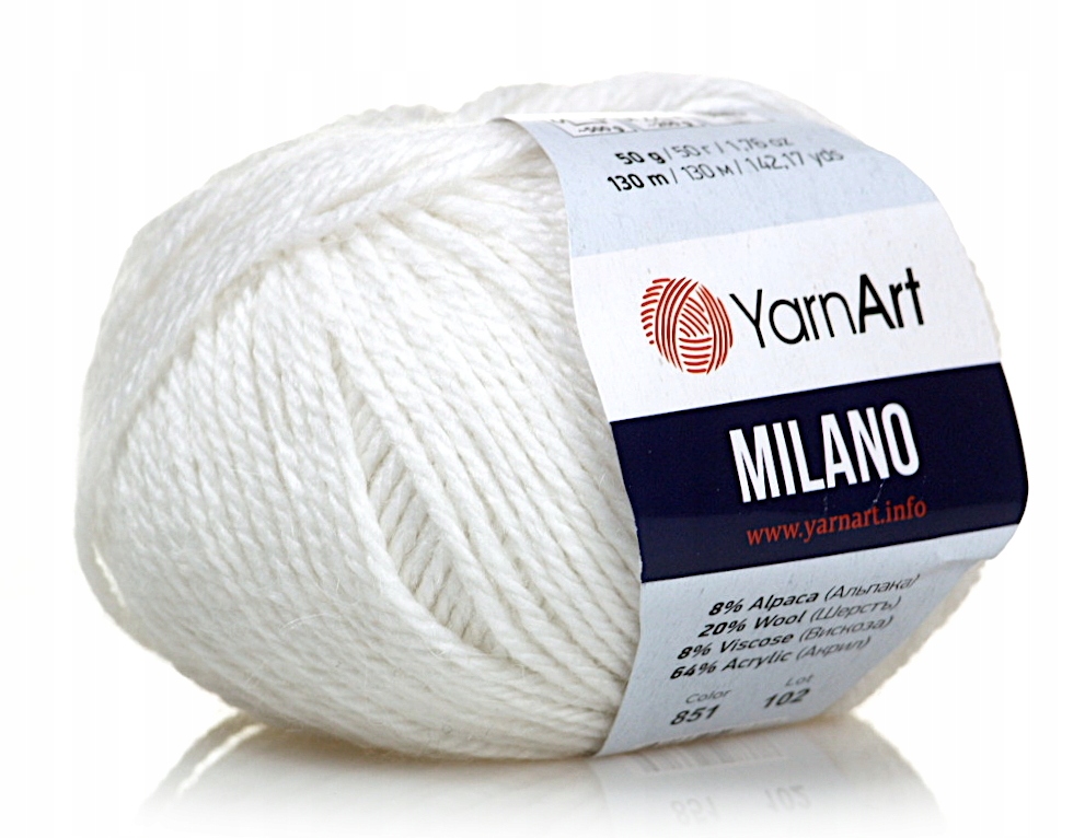 Włóczka Yarnart Milano Nr 851 Biała