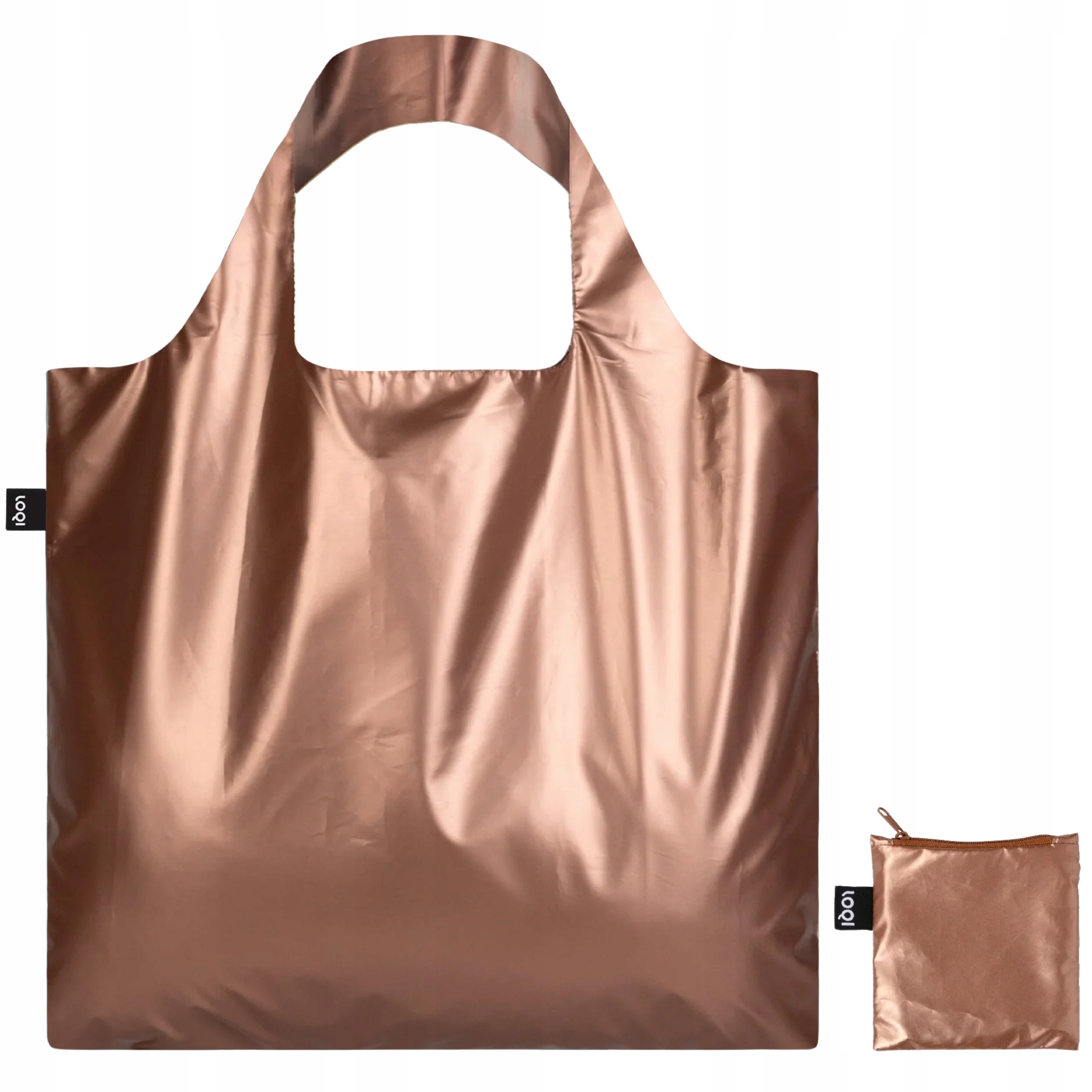 Příruční taška Loqi Metallic–Rose Gold Ekologická nákupní Metalická