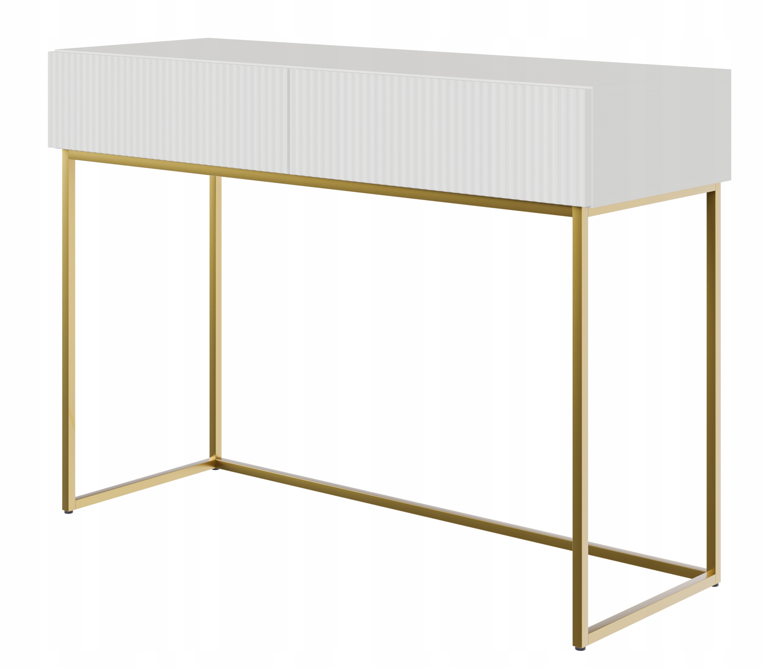 Toaletní Stolek Veldio 110 cm Bílý se zlatými nohami Selsey Design