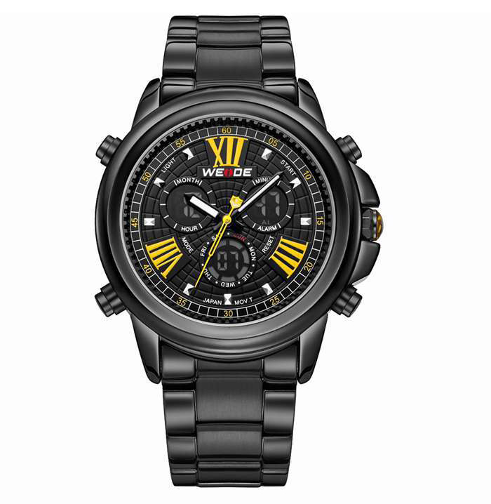 Pánské hodinky Weide elektronické náramek černé chronograf