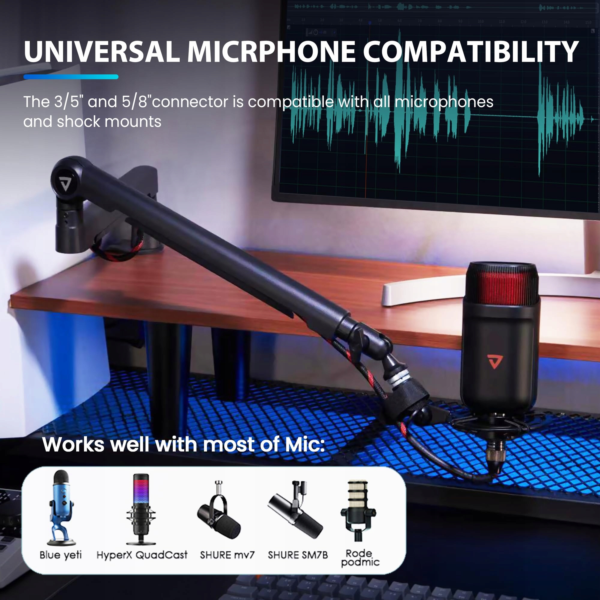 THRONMAX S6 Ramię Mikrofonowe Regulowane 360° Stalowe Czarny Blue Yeti — miniatura 6