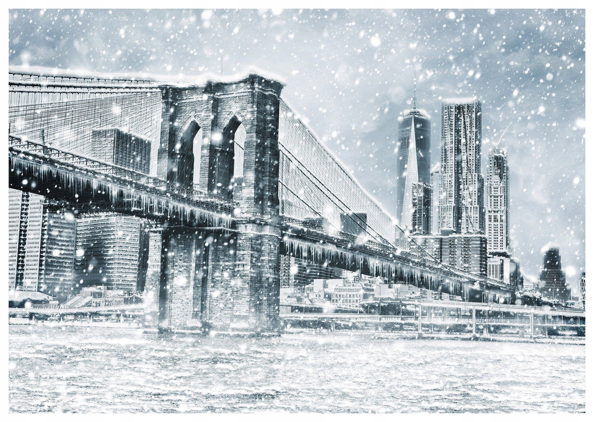 Fototapeta Brooklynský most zima New York sníh led ocel 250x175 lepidlo