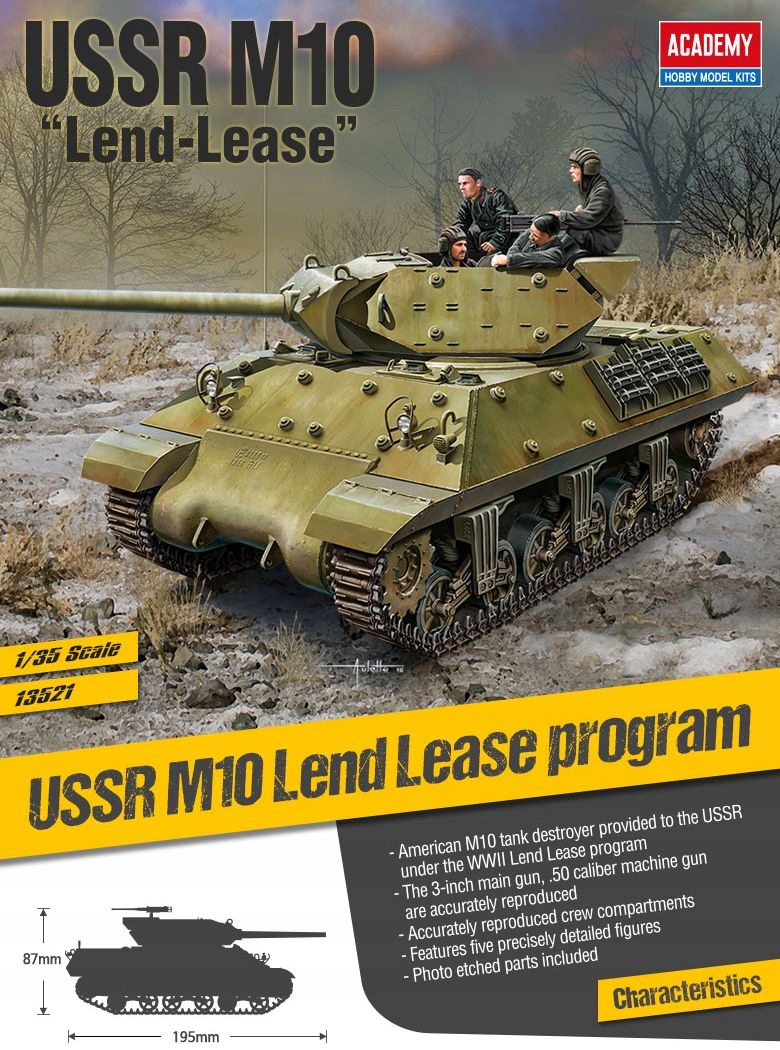 Academy 13521 Sssr M10 Lend-Lease Tank Měřítko 1/35 Hobby Plastová sada Novinka
