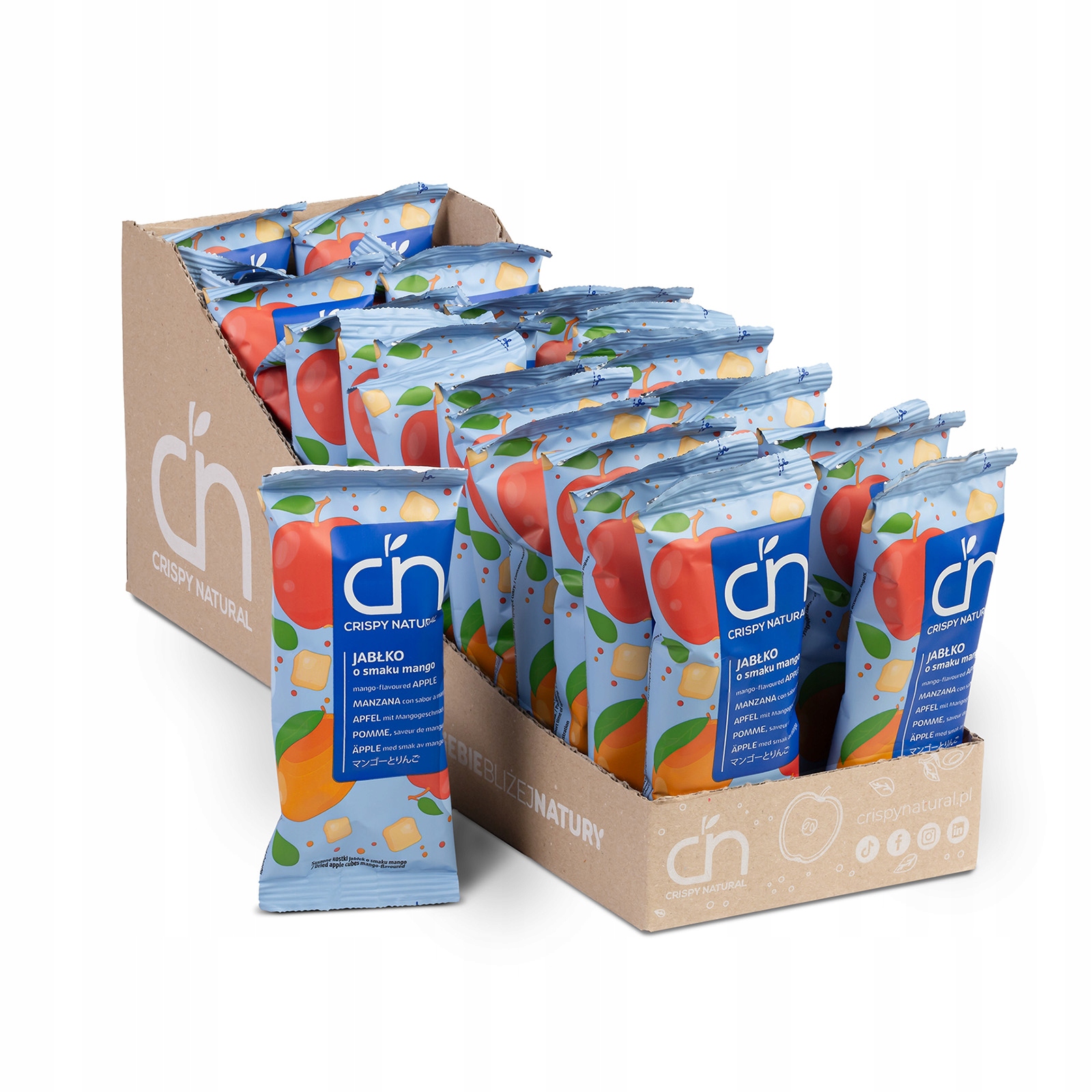 Levně Jablka s příchutí manga a kostkami 32 ks Sušené ovoce Crispy Natural