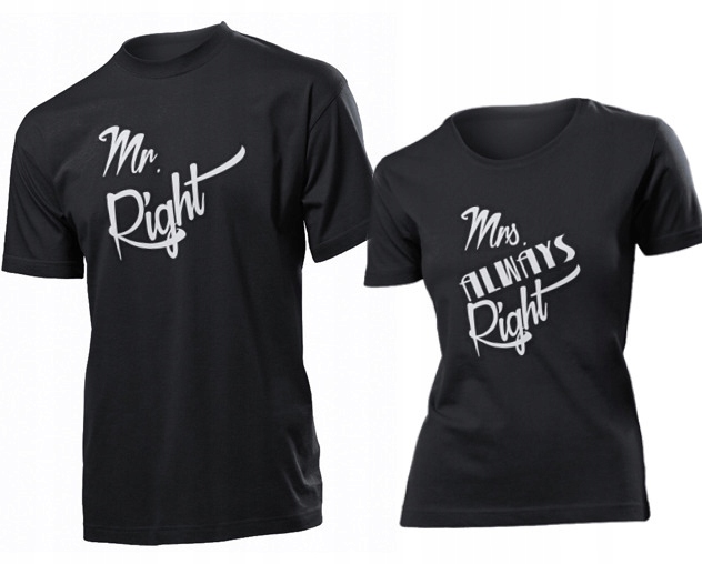 

Koszulki dla par Mr Right Mrs Always Right M
