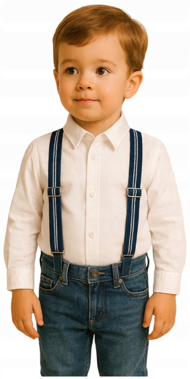 dziecięce szelki do spodni NIEBIESKIE W PASKI 40- 65cm 1- 8 lat regulowane Marka bez marki