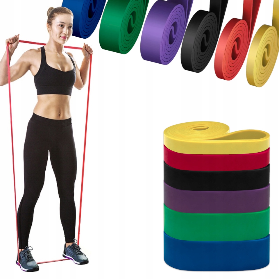 Zestaw 6 Gum Do Ćwiczeń Power Band Gumy Oporowe Duży Opór