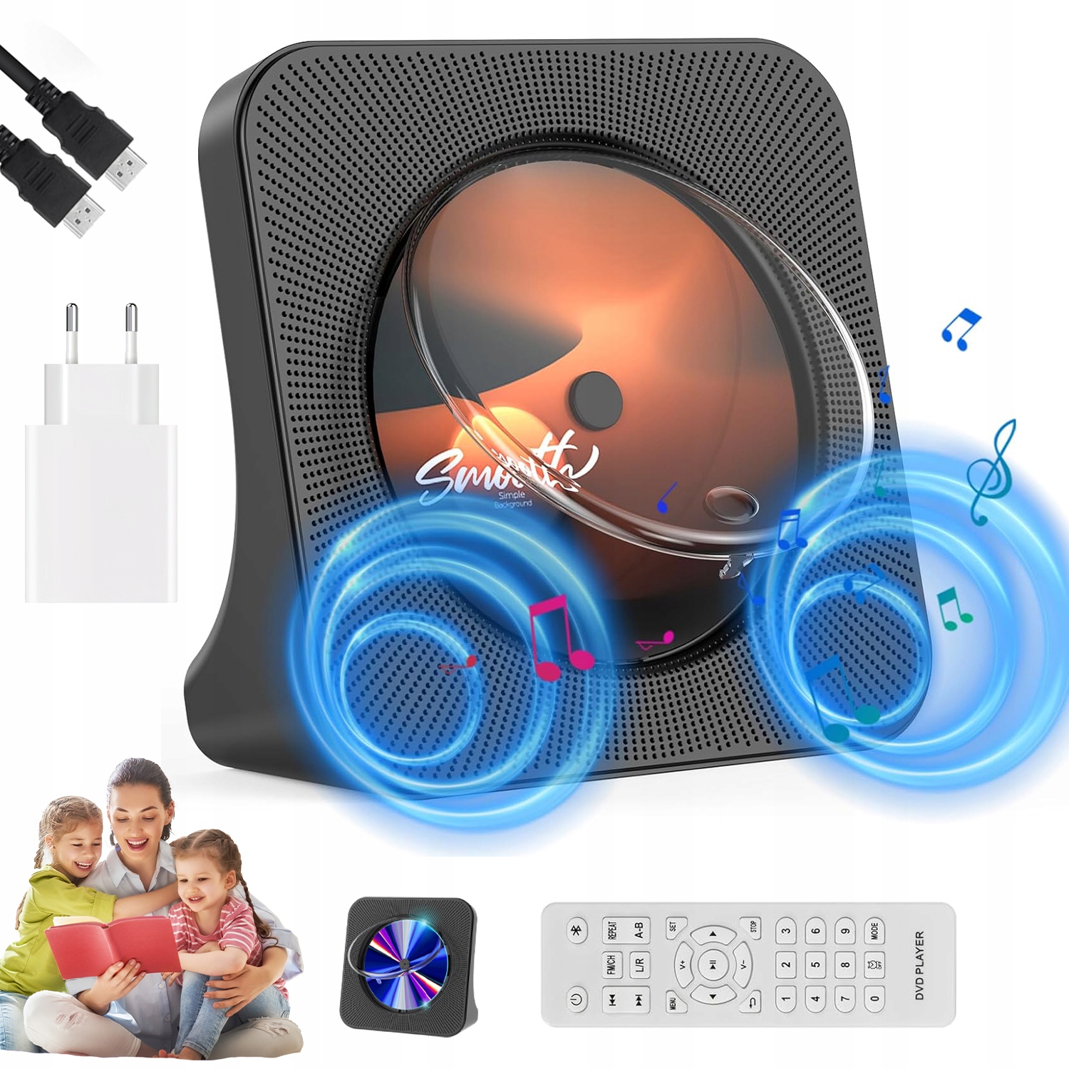 Stolní Přehrávač 6 V 1 CD DVD Reproduktor Usb Fm Podpora Mnoha Formátů