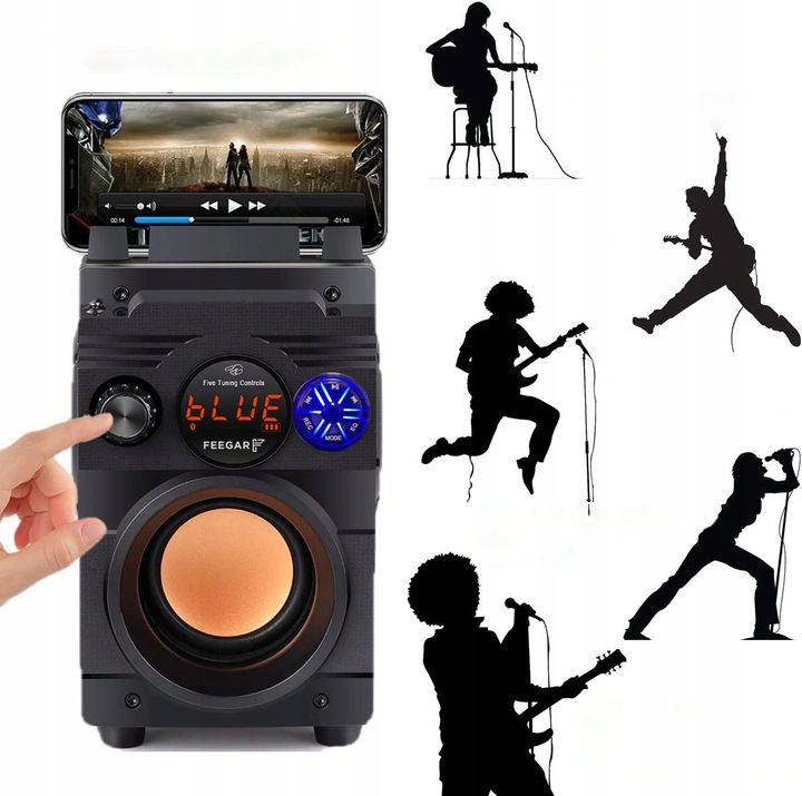 PRZENOŚNY GŁOŚNIK BLUETOOTH Feegar 4000mah RADIO Zasilanie akumulatorowo-sieciowe