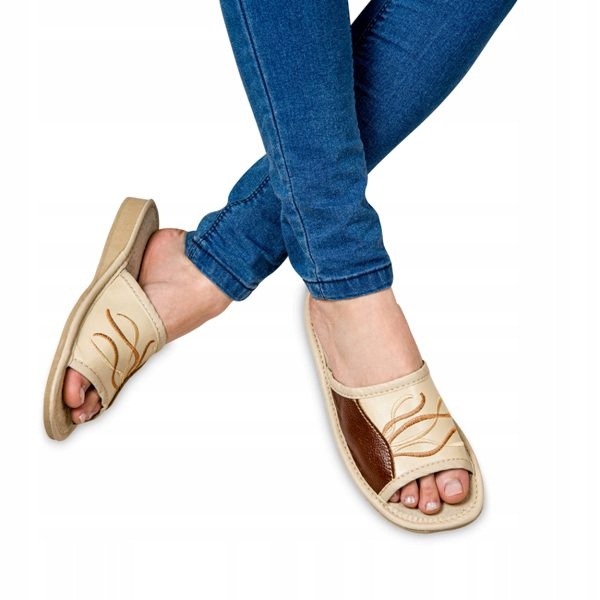 

Wiosenne Kapcie Damskie Skóra Laczki Góralskie