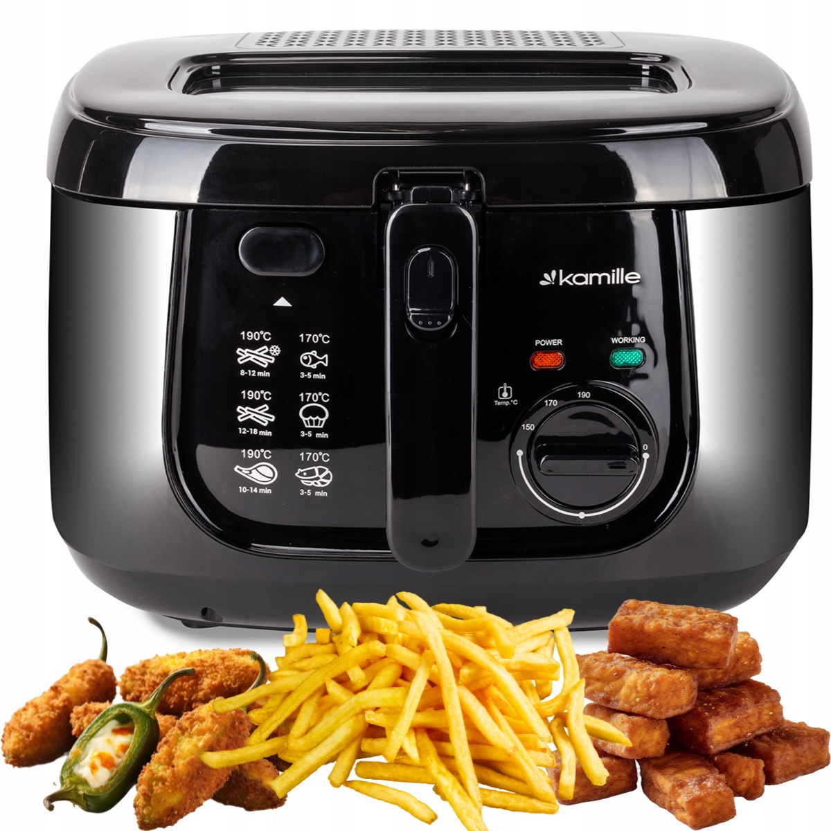 Frytkownica Frytownica 2,5L Mocna Łatwe Szybkie Smażenie Frytek Kamille-Zdjęcie-0