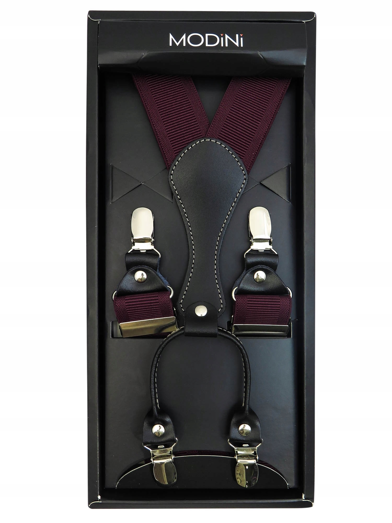 Bordowe szelki męskie do spodni SZ5 Model SZ5