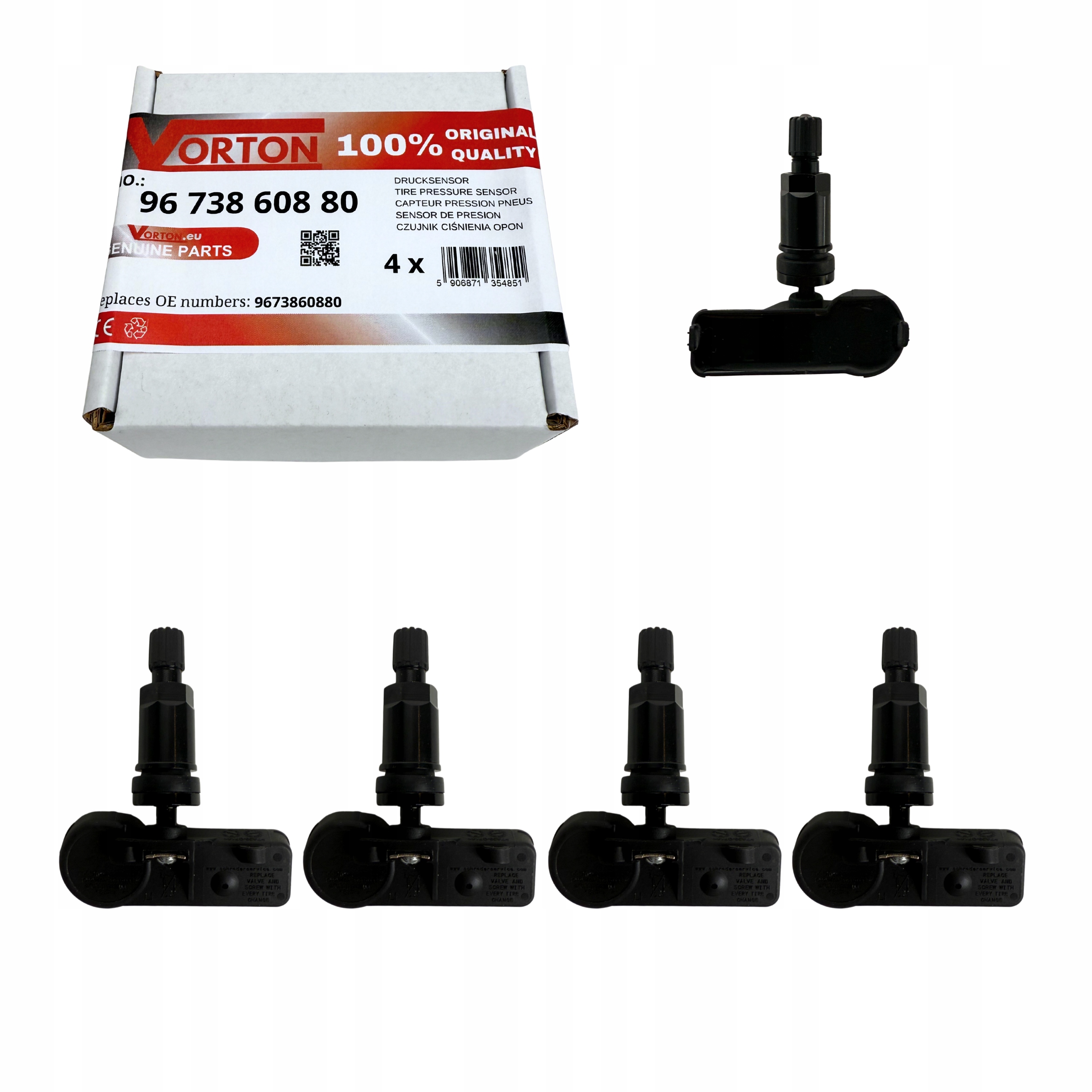 4x Senzory Tlaku Vzduchu Pro Kola Pneumatik Tpms Citroen Berlingo Peugeot