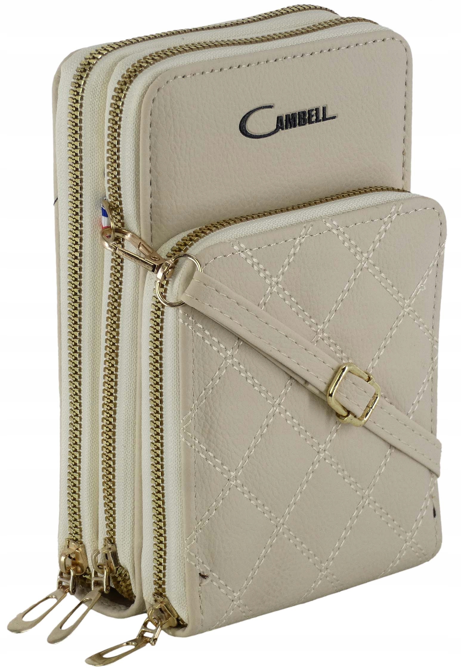 CAMBELL DAMSKA TOREBKA NA RAMIĘ SKÓRA EKOLOGICZNA BAG ZAMEK ORGANIZER ECRU Materiał dominujący skóra ekologiczna