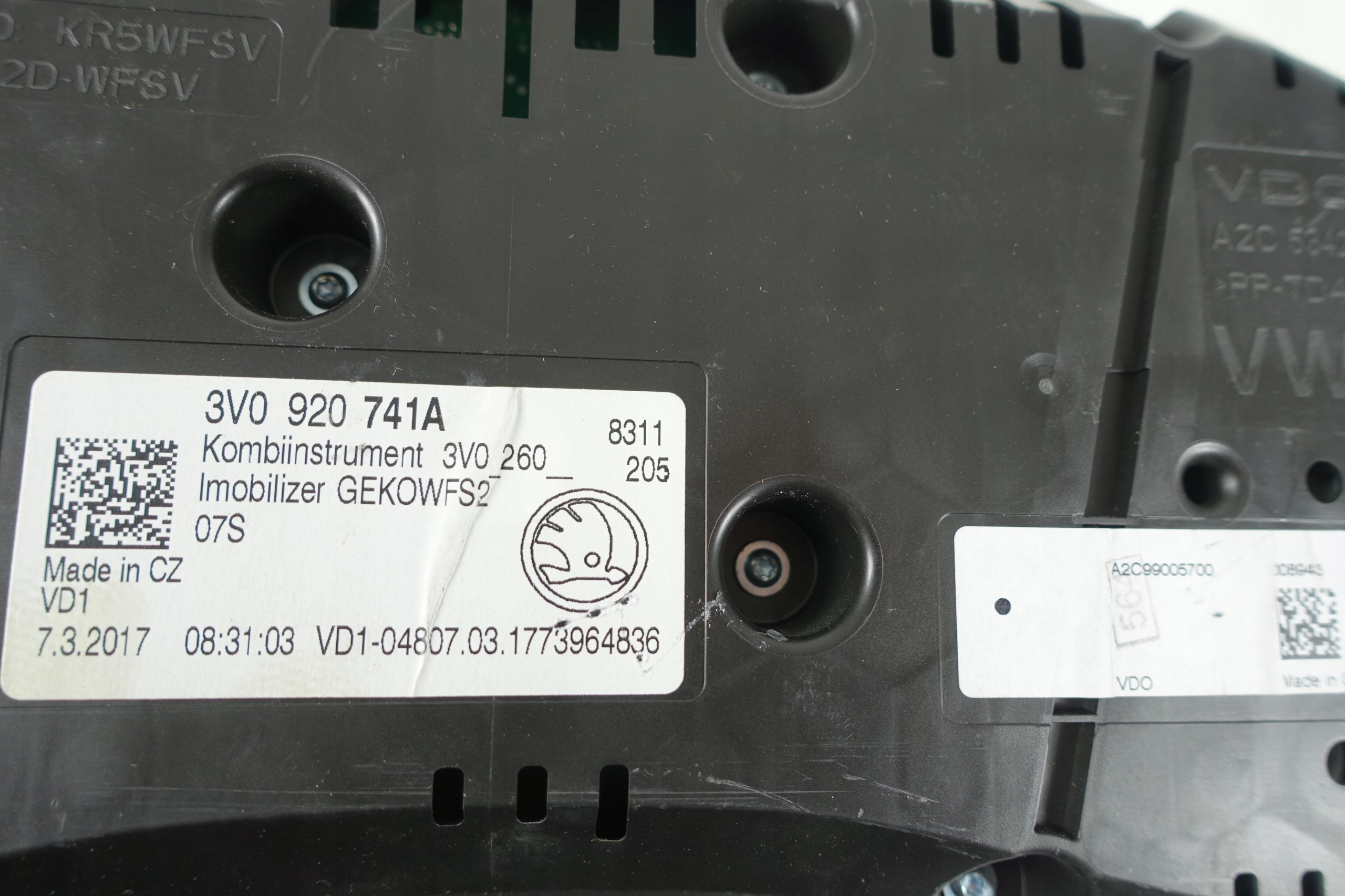 dials display dials clock SKODA SUPERB 3 III 3V0920741A EUROPA EU