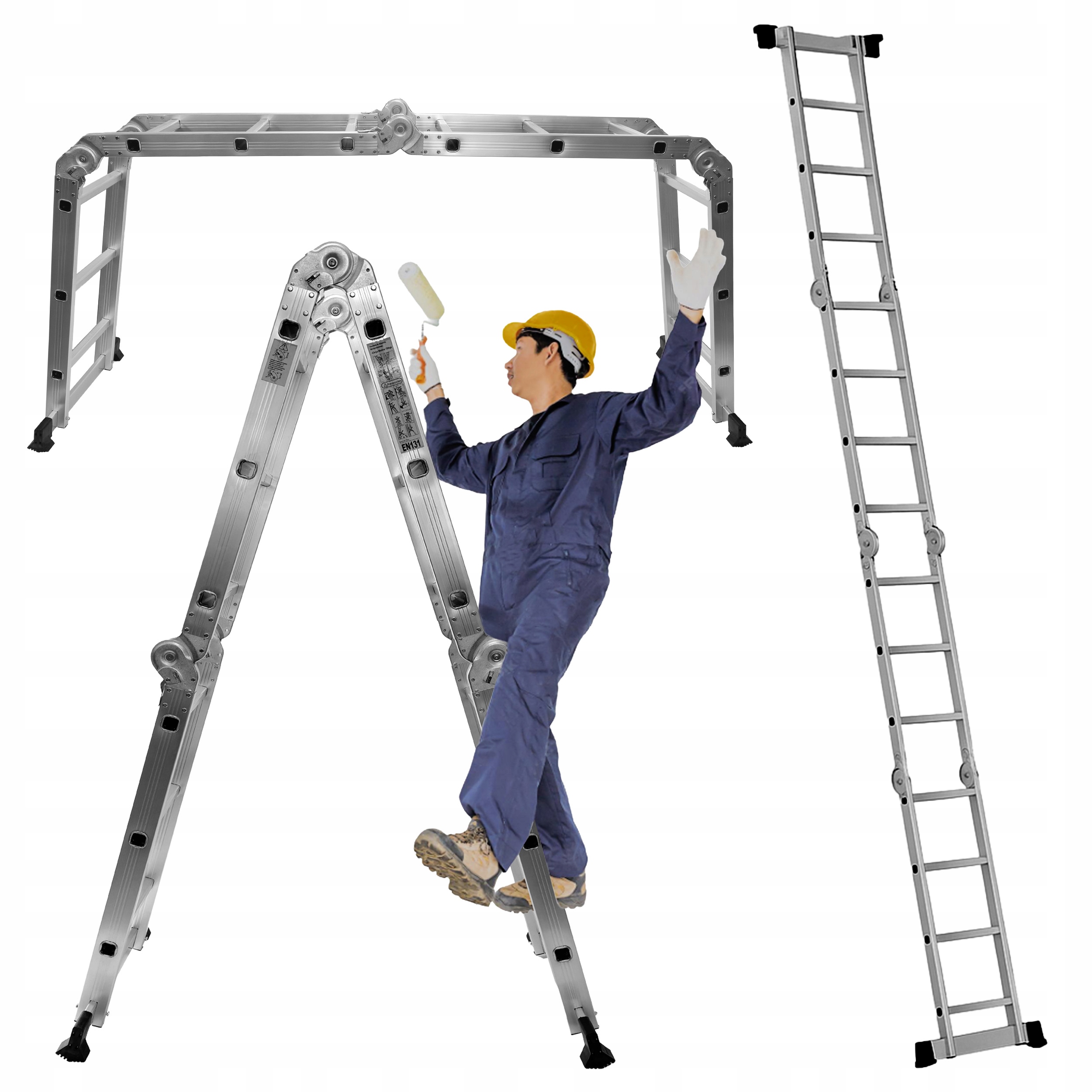 Rebrík hliníkový viacúčelový 3,7 m skladací 4x3 stupňov