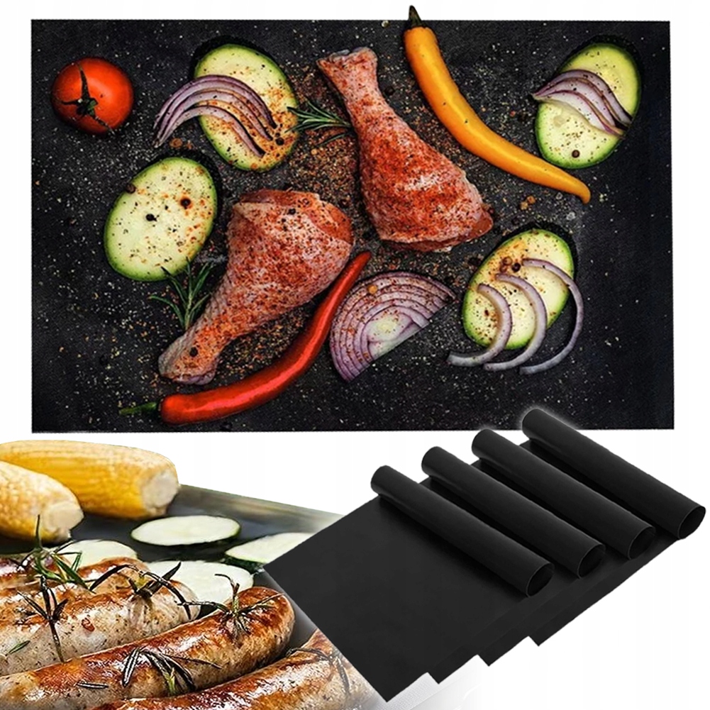 4x Mata Teflonowa Do Grilla Tacka Na Grill Do Pieczenia Grillowania Zestaw