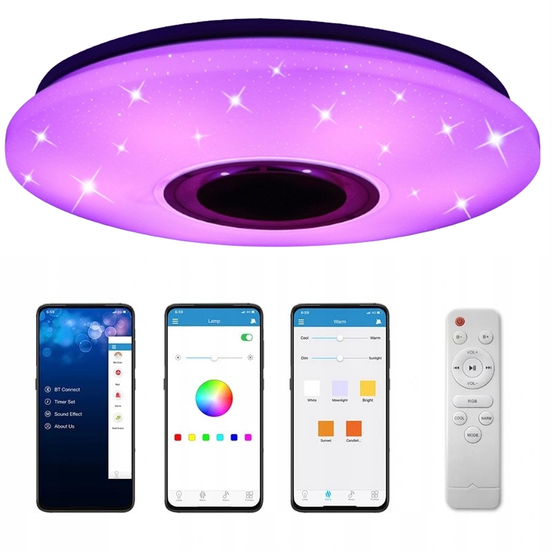 Stropní Svítidlo Rgb S Bluetooth Led Reproduktorem 60 W S Dálkovým Ovládáním Aplikací App