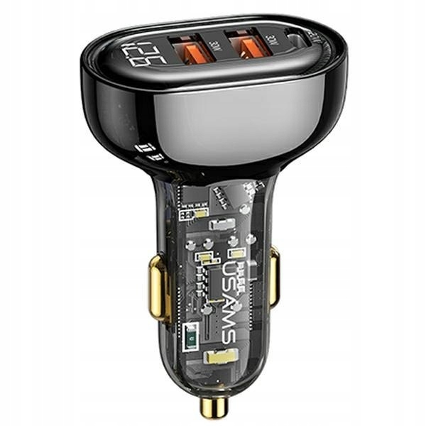 ŁADOWARKA SAMOCHODOWA USAMS 2XUSB+USB-C 80W FAST CHARGE CZARNY US-CC159
