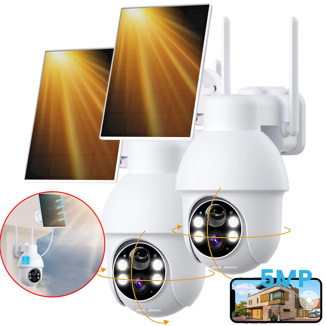 Venkovní Solární Kamera 5MPX Wifi Otočná Barevný Noční Vidění 4xZOOM x2