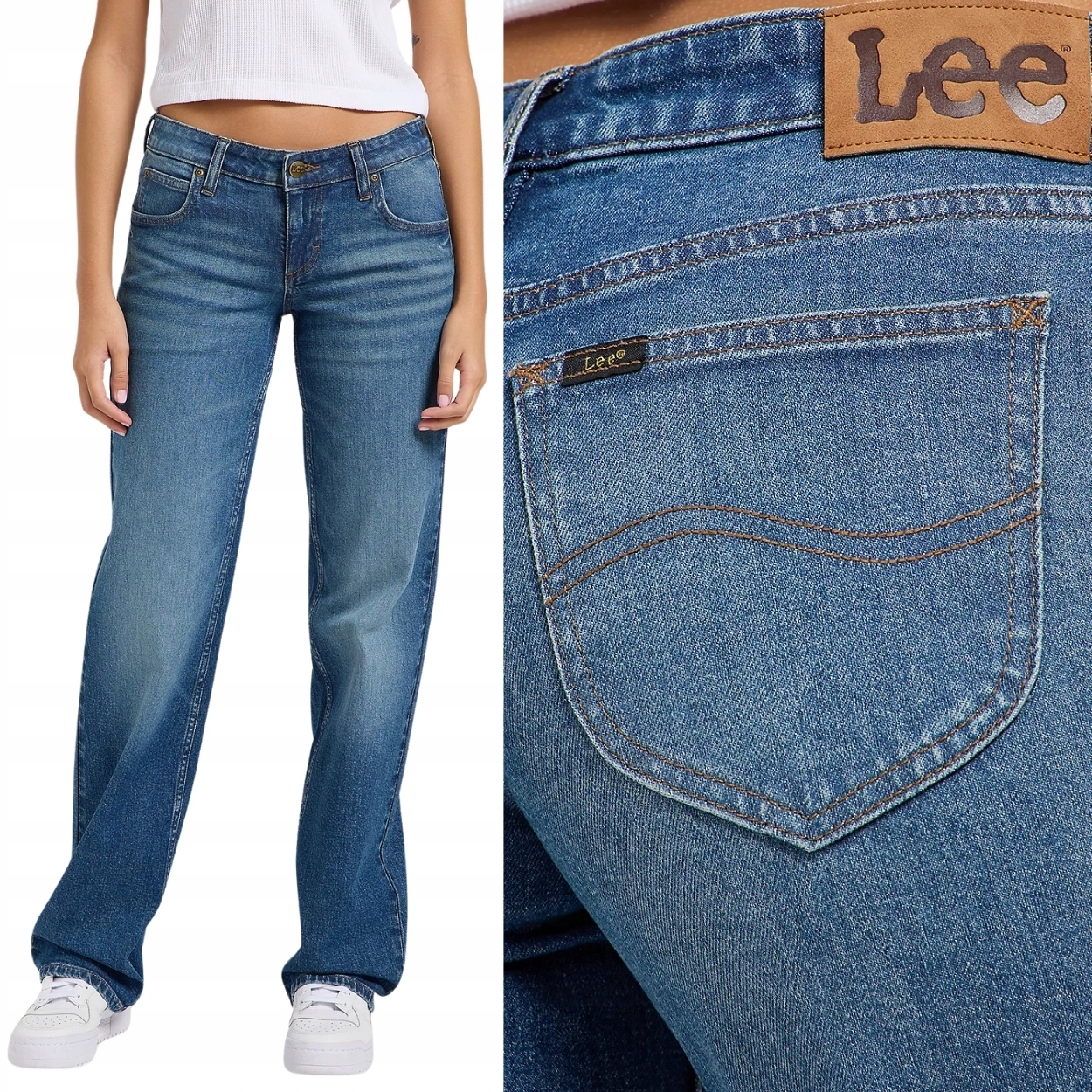 Lee Zoe Petal Blue nízké volné jednoduché dámské džínové kalhoty W28 L31