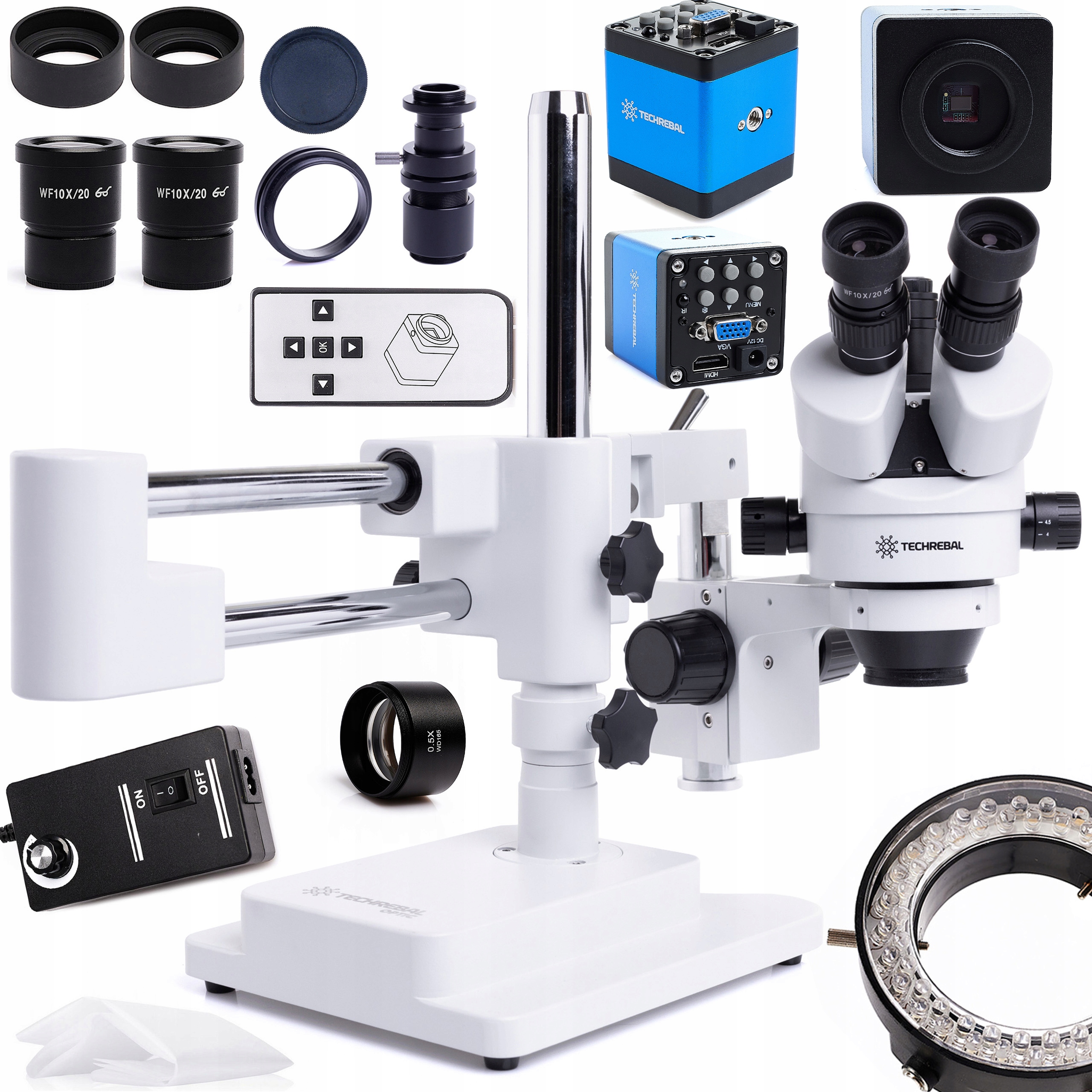 Stereoskopický Trinokulární Mikroskop 10HW Osvětlení 56X Led Kamera 2MP
