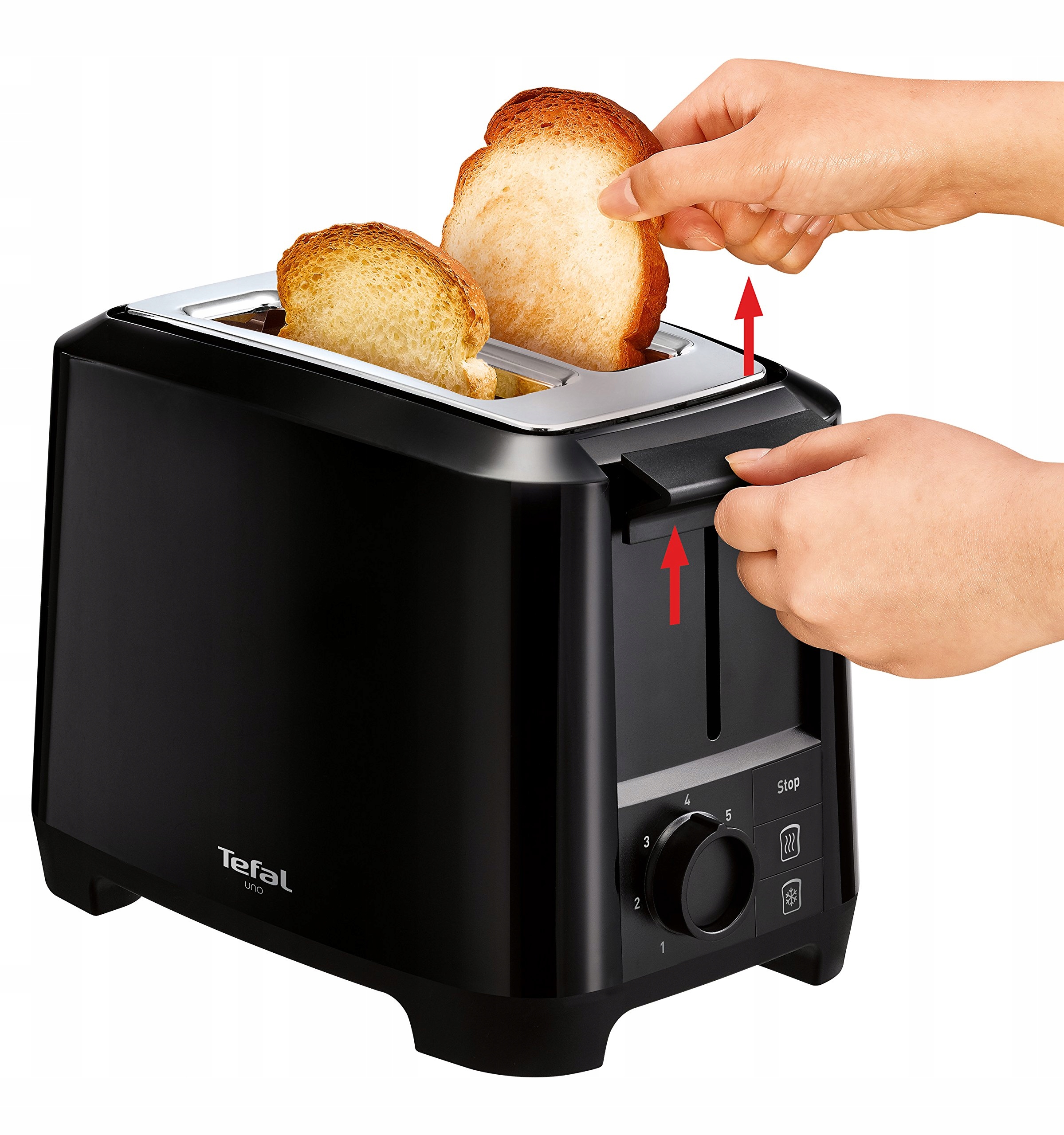 TEFAL Uno TT1408 Toster 7 Stopni Opiekania 800W Czarny — miniatura 5
