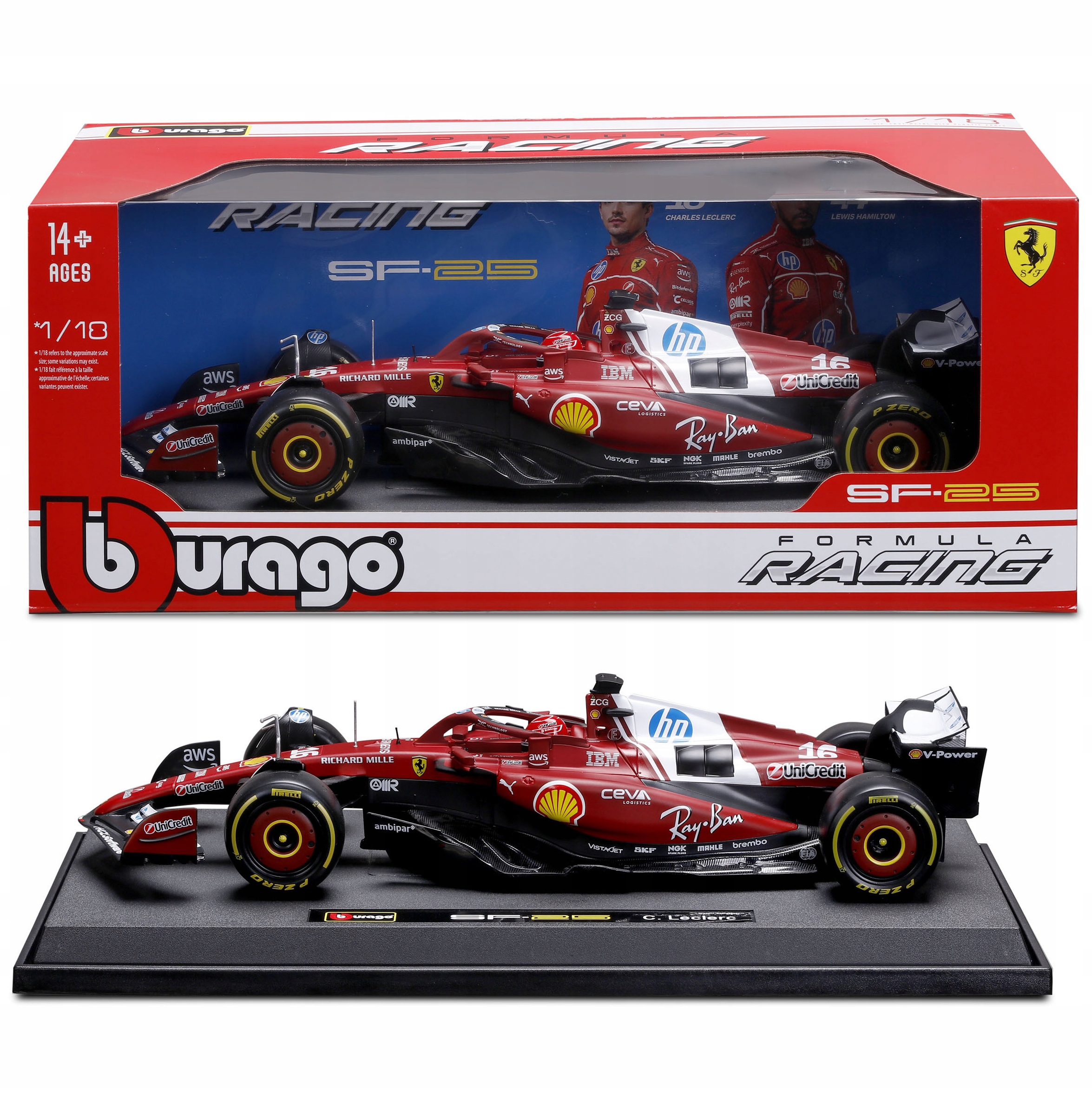 BOLID F1 Ferrari SF-25 2025 Charles Leclerc 1:18 MODEL BBURAGO 18-16816