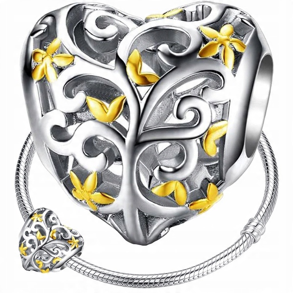 

Charms Serce Ażurowe srebro 925 koralik zawieszka