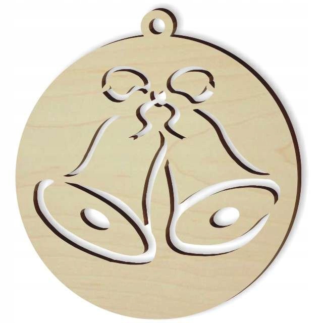 

bombka dwa dzwonki zawieszka drewniana 3 mm