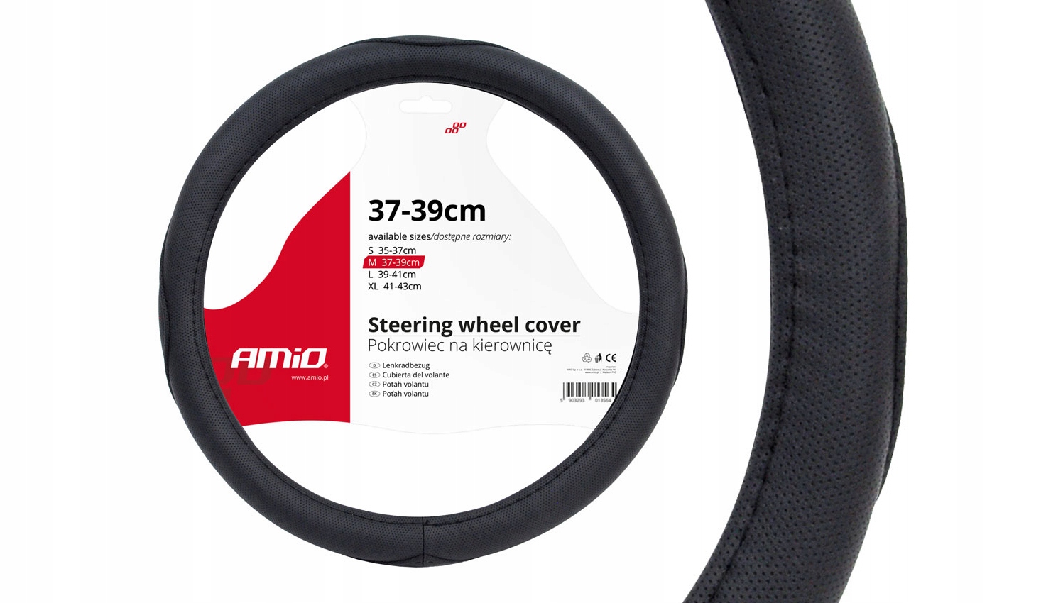 Pokrowiec nakładka na kierownicę samochodową M 37-39cm SWC-09-M AMIO-01365