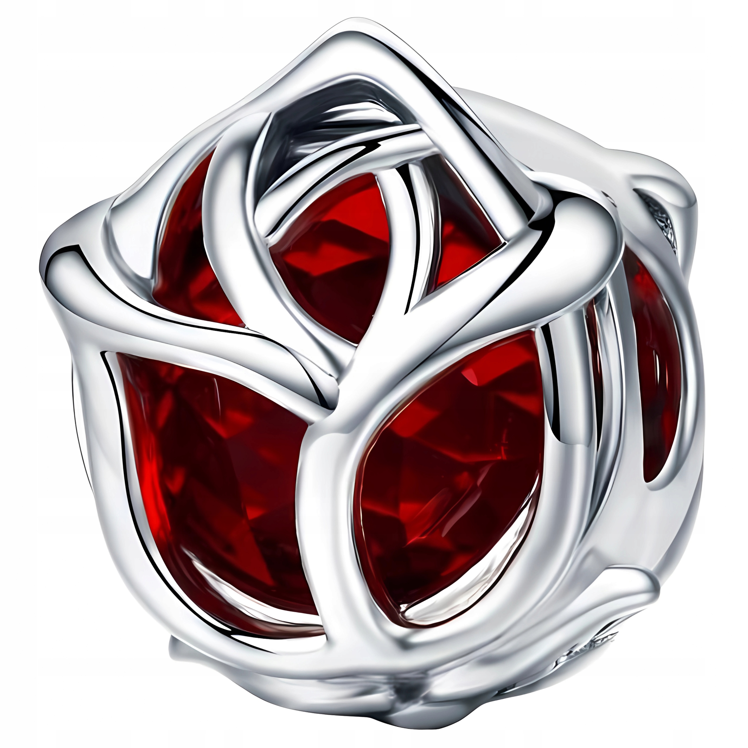 Charms stříbro pr 925 Růže přívěsek korálek beads červená zirkon láska