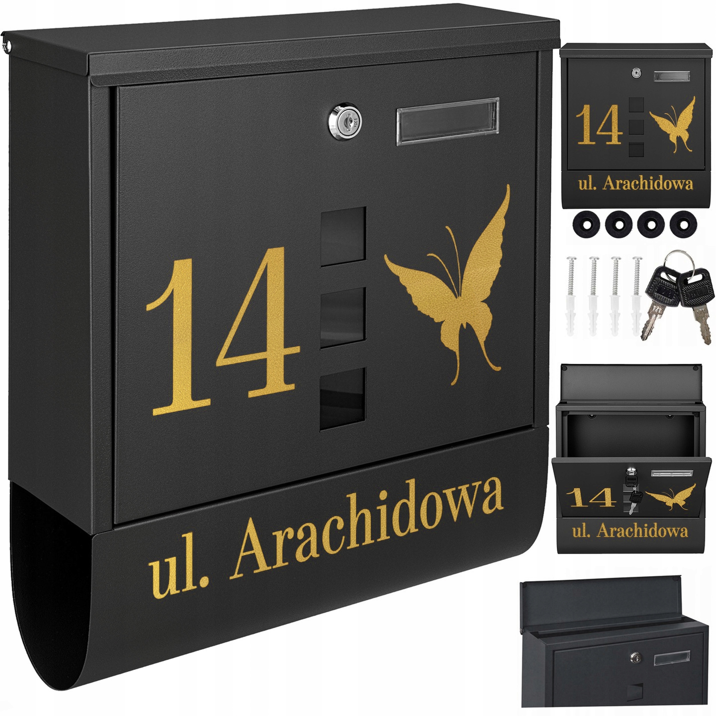Černá Poštovní Schránka Na Poštu Zlatý Vzor