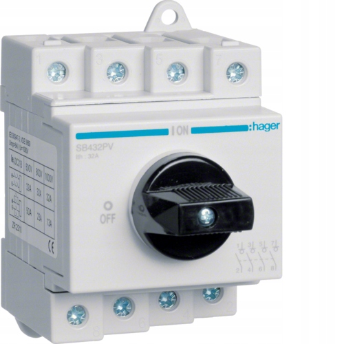 

Rozłącznik Obrotowy Pv 4P 32A 1000V DC Hager SB432