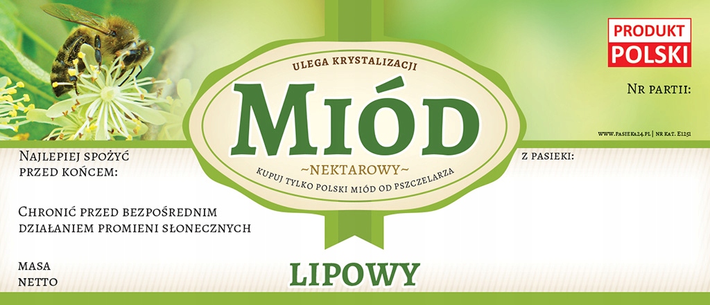 

Etykiety na Miód Lipowy (100szt) wzór E1251